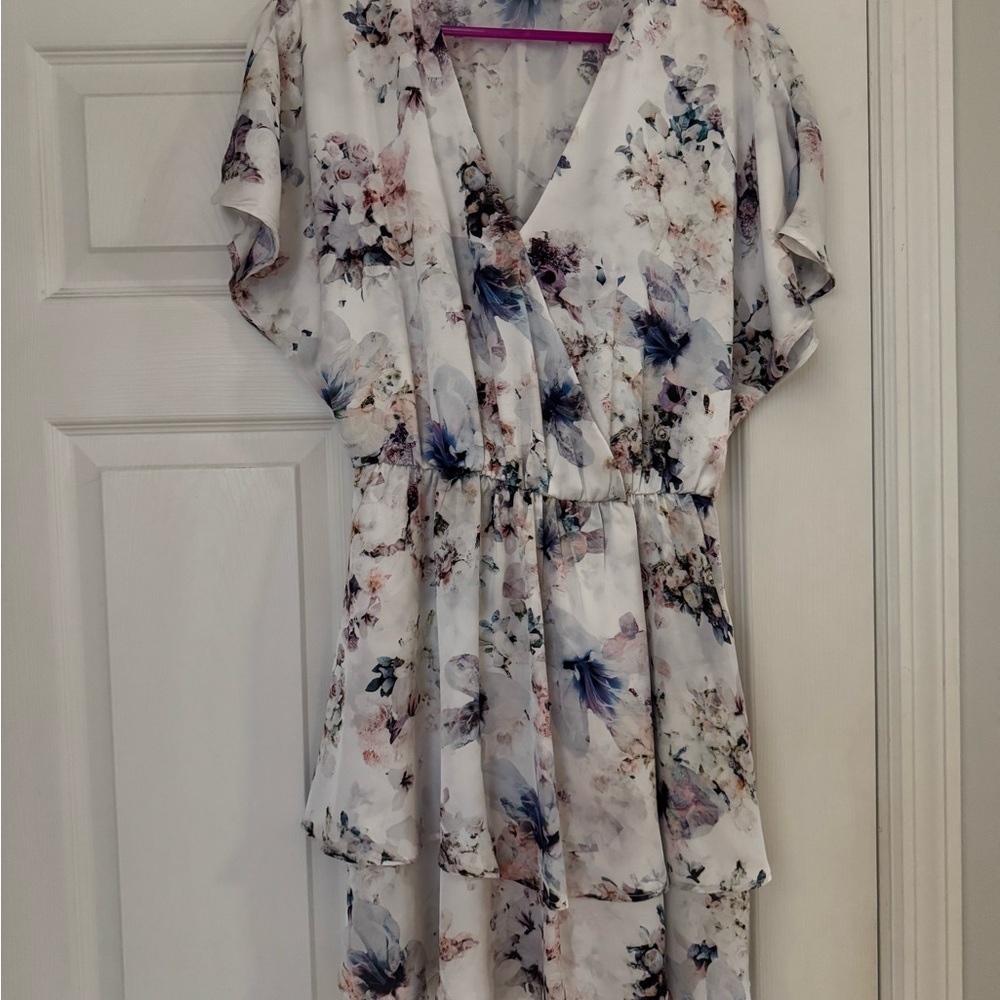 Show Me Your MuMu Floral Mini Dress - White and Blue